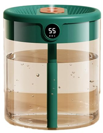 Guihydur Umidificatore H2O capacità 2 Litri Doppio Ugello con Display LCD di umidità Diffusore di Essenziali USB Portatile Facile Installazione Verde