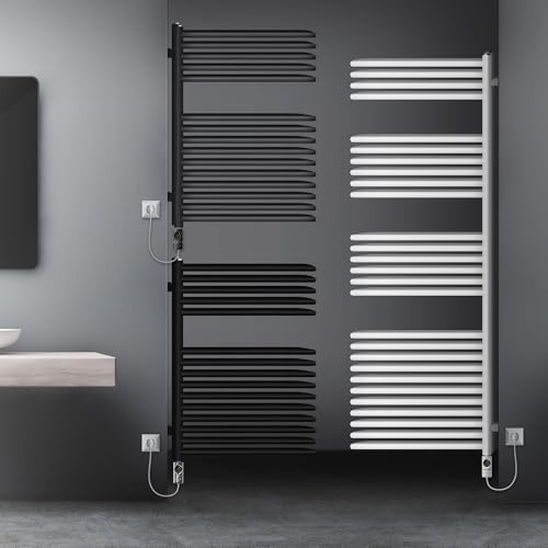 LuxeBath Elektrischer Badheizkörper 500x800 mm Anthrazit + Heizstab 300W Thermostat LCD Bildschirm, Designheizkörper mit Heizpatrone, Handtuchtrockner Handtuchwärmer Handtuchheizkörper Handtuchhalter