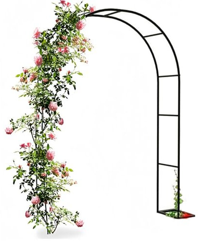 Rosenbogen Gartenbogen, Schwer Rosenbogen Verzinkt Gartenbogen, Stabil Metall Torbogen, Für Kletterpflanzen Freistehend Pflanzen Rankhilfe Rankgitter Rosengestell Rankbogen(Schwarz,W280 x H220 cm)