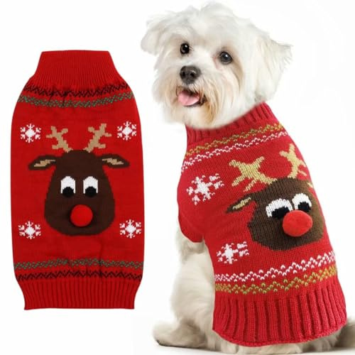 Hundepullover Weihnachten Haustier Katze Hunde Pullover Gestrickter Hundepulli Weihnachten Hund Weihnachtsoutfit Hunde Pullover Kostüme Weihnachtens für Kleine Mittelgroße Großer Hund XL