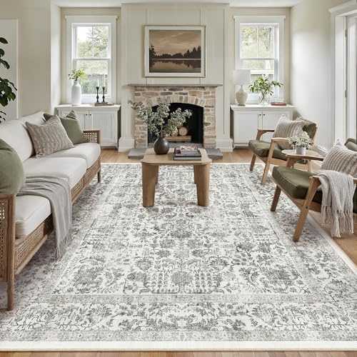 HUGEAR Vintage Vardagsrum Matta Stor Svart Mattor 240x300cm Tvättbar Halkfri Golvmatta Sovrum Matsal Kontor Utomhus Barnrum Balkong Carpet Rug Mjuk Kort Lugg