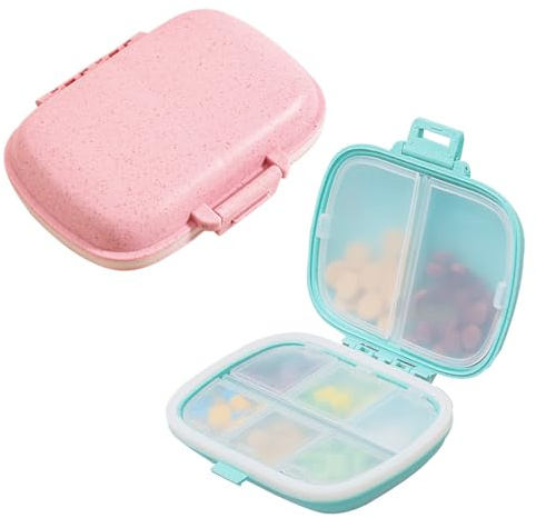 Portapillole Diviso In 2 Pezzi, Portapillole Da 7 Giorni, Mini Portapillole Da Asporto, Portapillole In Tinta Unita, Pratico Portapillole Per Viaggi All'Aperto