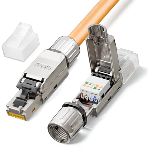 LEENUE Blindé Connecteur RJ45 Sans Outil Cat8, 40 Gbit/S 2000 Mhz, Lot de 2 | Enrobé D'or Fiche RJ45 Sans Outils Pour Câble de Pose Cat 8 Cat7, Compatible câbles de pose 22-23 AWG, RéUtilisable