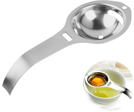 Separador Yema de Huevo Acero Inoxidable, Alimenticio Divisor de Huevo Extractor de Clara Huevos Egg Yolk Separator Stainless Steel Kitchen Gadget White Separators Tool para Hornear