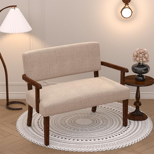 EOSVALO Sitzbank mit Lehne, 107x57x83cm, Küchensofa, Küchenbank | Esszimmerbank mit Weichem Sitz und Armlehnen, für Wohnzimmer, Esszimmer, Leseraum und Warteräume