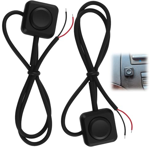 Lot de 2 Boutons Poussoirs 12V 24V, Mini Interrupteur 12V Momentané avec Câble 300 mm, Montage en Surface avec Adhésif, Interrupteur à Poussoir Compact pour Voiture Bateau Industrie Électronique