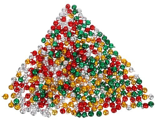 Cabilock 400 Mini Campanelli Natalizi in Metallo Colorati Campanellini per Artigianato Fai da Te Decorazioni per Ghirlande Portachiavi e Collari Animali Suono Festivo per Feste e