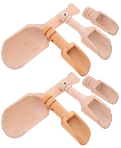 LOLIPPYY 8Pcs Mini Wooden Tea Spoons Set, Food-Grade Oil-Finished Beech Elm Wood, Small Spice Scoop, Sugar and Flour Pantry Scoop for Kitchen and Herb Jars