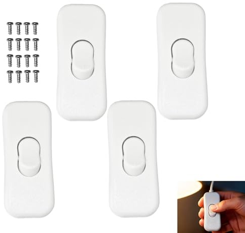 Juego de 4 Interruptores Torpedo Bipolar Basculantes para Lámparas – Interruptor en Línea para Cableado de Dos o Tres Hilos – Modernización de Iluminación de Escritorio y Lámparas de Noche