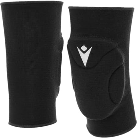Macron Sage Evo Ginocchiere Volley Professionali – Coppia Unisex con Imbottitura Antiurto ad Alta Densità – Protezione Ginocchia per Pallavolo Indoor Allenamento e Gara Nero (S)