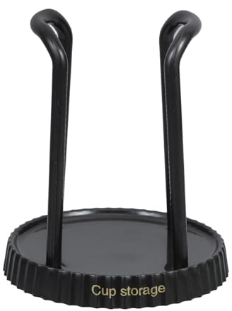 Porta Tazze Caffè da Desktop in Plastica Nera, Dispenser | Organizzatore per Countertop, Dispenser Bicchieri da Bagno, Porta Bicchieri