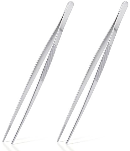 2 Pièces Pince Cuisine Inox Professionnel 30 cm, Pince de Cuisine Professionnelle en Acier Inoxydable, Pince Barbecue pour Griller, Cuire et Servir Viande, Poisson, Légumes et Salades
