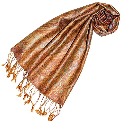 Lorenzo Cana – dam sidenhalsduk halsduk 100 % siden jacquard vävd harmoniska färger med fransar 35 x 160 cm paisley mönster sidenduk