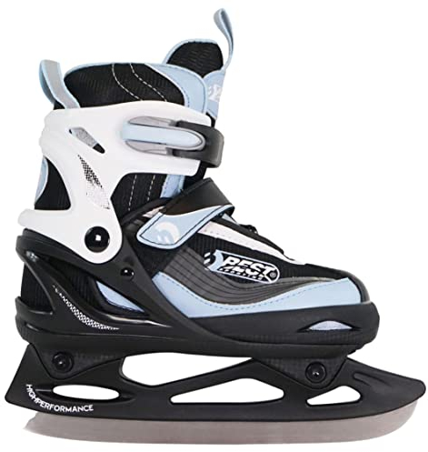 BEST SPORTING Schlittschuhe größenverstellbar, kältebeständig bis -20 Grad, wasserdicht und wärmeisolierend, schwarz/rot oder schwarz/blau, Farbe: schwarz/blau, Größe:30-33