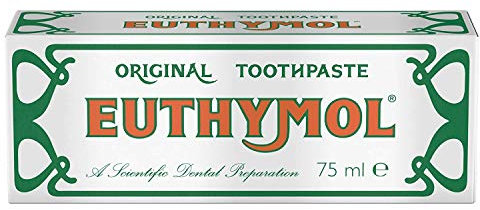 Euthymol Original Toothpaste 75ml, No Fluoride, Anti-Plaque, Antibacterial, Cavity Protection, Teeth & Gums Clean and Healthy, Cool Mint Refresh, Daily Oral Enamel Dental Care