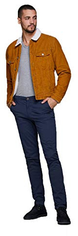 JACK & JONES Jpstmarco Jjbowie Sa Noos chinobyxor, marinblå blazer, 32W / 34L