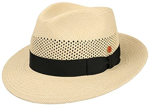 Mayser Imperia Panamahut Herren - Made in The EU Sommerhut Strandhut Bogarthut mit Ripsband, Ripsband Frühling-Sommer Sommer - 62 cm Natur-schwarz