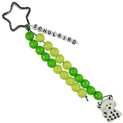 Pracht Creatives Hobby 5935-12031 Rechenkette zum Selbstgestalten, mit Schlüsselanhänger, Schulkind hellgrün-grün, Bastelset mit 20 Rechenperlen, als Geschenk zur Einschulung