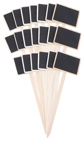 NUOBESTY 20pcs Mini Chalkboard Signs Rustic Wooden Mini Chalkboard Markers Plant Tags Labels with Stakes for Garden Wedding Party DIY Craft Decor