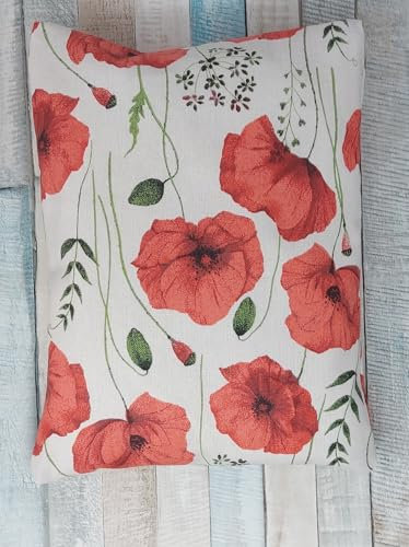 VITASIMPLEX Kräuterkissen mit 8 verschiedenen Heilkräutern wie Hopfen, Melisse, Fenchel, Minze, Rosenblütenblätter, Lavendel, Ysop, Quendel, Bezug waschbar, Motiv 143 (Mohnblume) ca. 20x24 cm