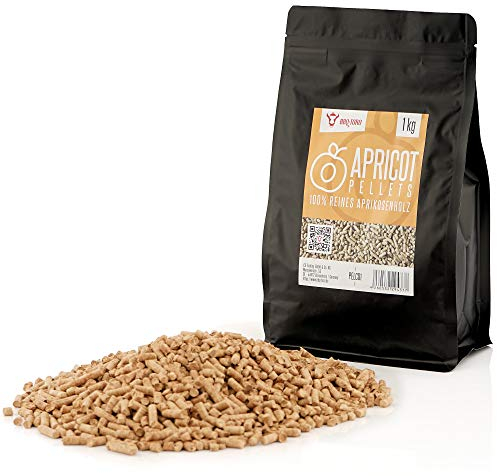 BBQ-Toro Apricot Pellets in legno di albicocco al 100% | 1 kg | Pellet in albicocco per grill, smoker, pellet per forni da pizza o impianti di riscaldamento | Pellet per barbecue
