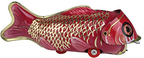 Inzopo Vintage Eisen-Blatt Aufziehbare große Fische essen kleine Fische sammelbar Zinn Spielzeug