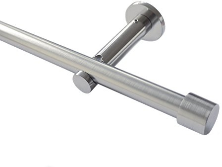 HUGG Gardinenstange Cap (vm.77) Ø 16mm, Wandmontage, Edelstahl-Optik - 170 cm