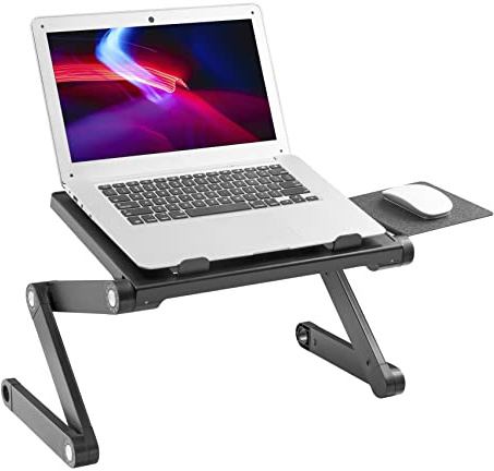 ProperAV Laptop Stand for Bed Sofa Desk with Adjustable Extendable Legs & Mouse Pad
