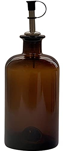 mikken Ölflasche 500 ml Ölspender Glas Braun mit Ausgießer aus Edelstahl Made in Germany