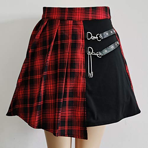ShFhhwrl Schöner Kilt Rock Gothic Sweet Women Faltenrock Mode Plaid Mini High Waist Chic Rock Casual Damen Plaid Faltenrock Xs 92