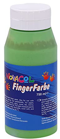 Novacol XL Flasche 750ml Fingerfarbe für Kindergarten Ungiftig Auswaschbar Tropffrei Cremige Konsistenz Farbe für Kinder Grün