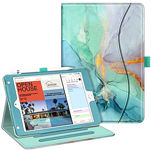 Fintie Hülle für iPad mini 5 2019 / iPad mini 4. Generation - [Eckenschutz] Multi-Winkel Betrachtung Folio Stand Schutzhülle mit Dokumentschlitze, Auto Schlaf/Wach, Smaragd Marmor