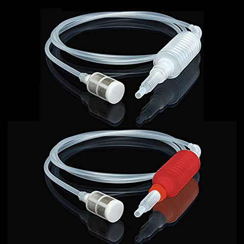 YIXISI 2 Stücke Handsiphonfilter, Manueller Siphonschlauch, Kunststoff Brew Siphonröhre, Siphon Rohr Schlauch Filter, Wein Herstellung Siphon Pumpe für Wein, Bier, 1.9m, Rot/Weiß