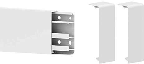 Habengut 6 m Sockelleiste aus PVC, mit integriertem Kabelkanal, Weiß, 80 mm (4 Stück á 1,5 Meter) & Habengut Verbinder für Sockelleiste aus PVC Inhalt: 2 Stück - für die Verbindung von Sockelleisten