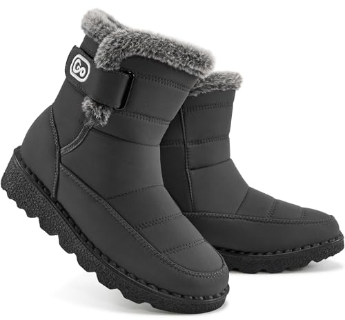 Ablanczoom Womens Winter Snow Boots with Warm Fur Lining Comfortable Booties Non Slip Waterproof Outdoor Shoes