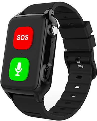 Localizzatore GPS anti-smarrimento per pazienti affetti da demenza, Alzheimer e autismo, orologio GPS per anziani con chiamata SOS, funzione di localizzazione e geofence,Black