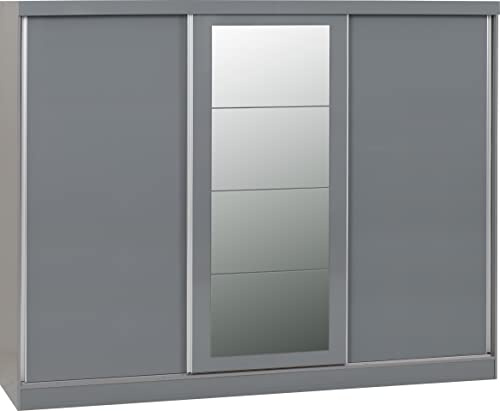 Seconique Nevada 3 Door Slider Wardrobe in Grey Gloss