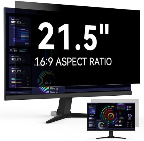 Filtre Confidentialité 21.5 Pouces 16:9 Computer Amovible Protection Ecran | Privacy Screen Anti-Lumière Bleu Anti Espion Anti-Reflet Film pour PC & Moniteur 21.5 Compatible avec HP/Dell/Acer/Lenovo