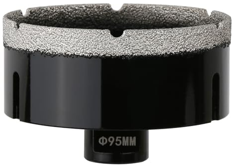 Vearter Carotteuse diamantée à sec de 95 mm, raccord fileté M14, scie cloche soudée sous vide pour maçonnerie, couronne de forage diamantée pour carrelage, marbre, granit, porcelaine, béton et pierre