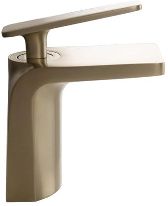 Wasserhahn Waschbecken Bad Wasserfall Waschbeckenarmatur Bad Einhebelmischer Waschbecken Waschbecken Armaturen Unterbauwaschbecken Warm Und Kalt Komplett Aus Kupfer,Gebürstetes Gold