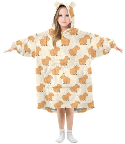 JHKKU Tragbare Decken für Kinder, super weich, warm, gemütlich, übergroße Decke, Kapuzenpullover, Geschenke 3–14 Jahre, Jungen, Mädchen, Teenager, mit Tasche