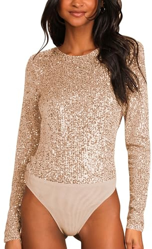 MJGkhiy Body Da Donna Manica Lunga Collo Alto/scollo V Bodysuit Elegante Aderente Body Suits Sexy Basic Tops Tinta Unita Magliette Tuta Jumpsuits Bluse Camicie Abbigliamento Offerte