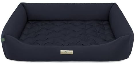 HOUND & NATURE | Orthopädisches Hundebett Zermatt, Gr. XXL für Sehr Große Hunde mit hohem Rand, Kuscheliges Hundesofa mit Hundekissen waschbar (XXL - 125x95 cm, Dunkelblau)