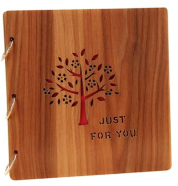 Cabilock Diy Holz Fotoalbum Mit Eingraviertem Baum-muster Handgemachtes Scrapbook Lose Braun Für Besondere Anlässe Wie Jubiläen Hochzeiten Und