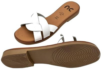 NENIC – Sandalia pala cruzada mujer de piel – LYON – Sandalia plana 100% piel con plantilla acolchada FLEX y suela EVA antideslizante – Hechas en España – Estilo cómodo, elegante y veraniego