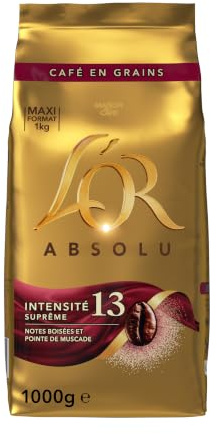 L'OR Absolu Intensité 13 - Grains de café 1 Kg | Grains entiers, Notes boisées et pointe de muscade