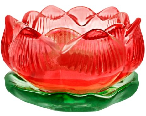 Alipis Lotus Candle Holder Glass Tealight Holder Lotus Flower Candlestick Table Decoration for Home Ambient Lighting and Meditation