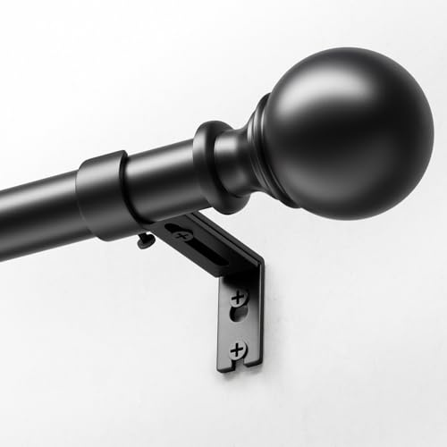 DEFYNEE Gardinenstange Schwarz, 80-152cm Vorhangstange Ø25 mm | Ausziehbar, Decken- & Wandmontage, max. 15kg Tragkraft, für Wohnzimmer, Schlafzimmer, Garten, Innen- & Außenbereich