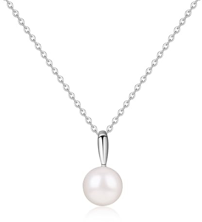 GAVU Collana Donna Argento 925 con Ciondolo Perla Coltivata di Acqua Dolce, Collana Perla Donna