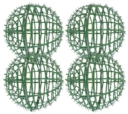 PRETYZOOM 4pcs Artificial Plant Topiary Ball Support Cage Topiary Ball Frame Holder Plastic Plant Trelli Faux Green Ball Rack Frame Flower Shelf Holder for 25cm X 25cm, 939SMD30914ZK